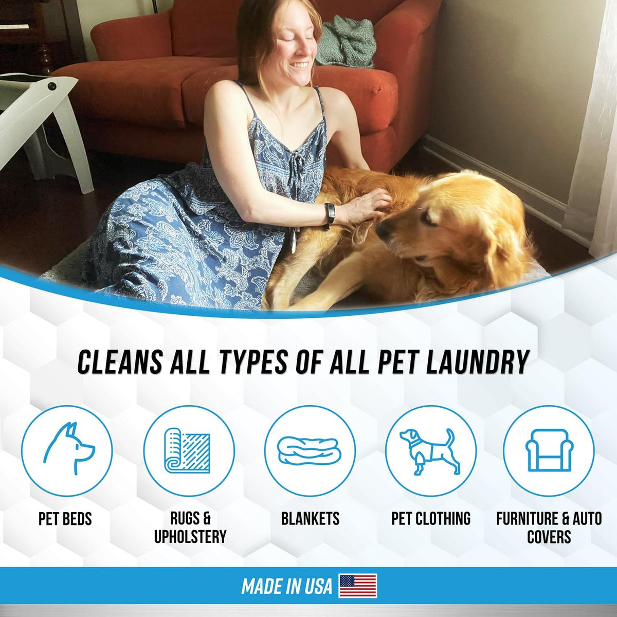 Pet Laundry Detergent Odor Remover - ACTIVE Enzyme Based Powder Detergent for Dogs Beds, Cat Pee, HE Washer Friendly Nat