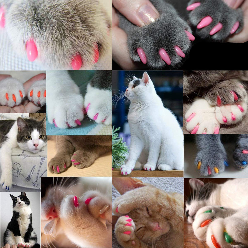 VICTHY 140pcs (14 Colors) Cat Nail Caps, Cat Claw Covers Cat Nail Covers with Adhesives and Applicators (Medium)