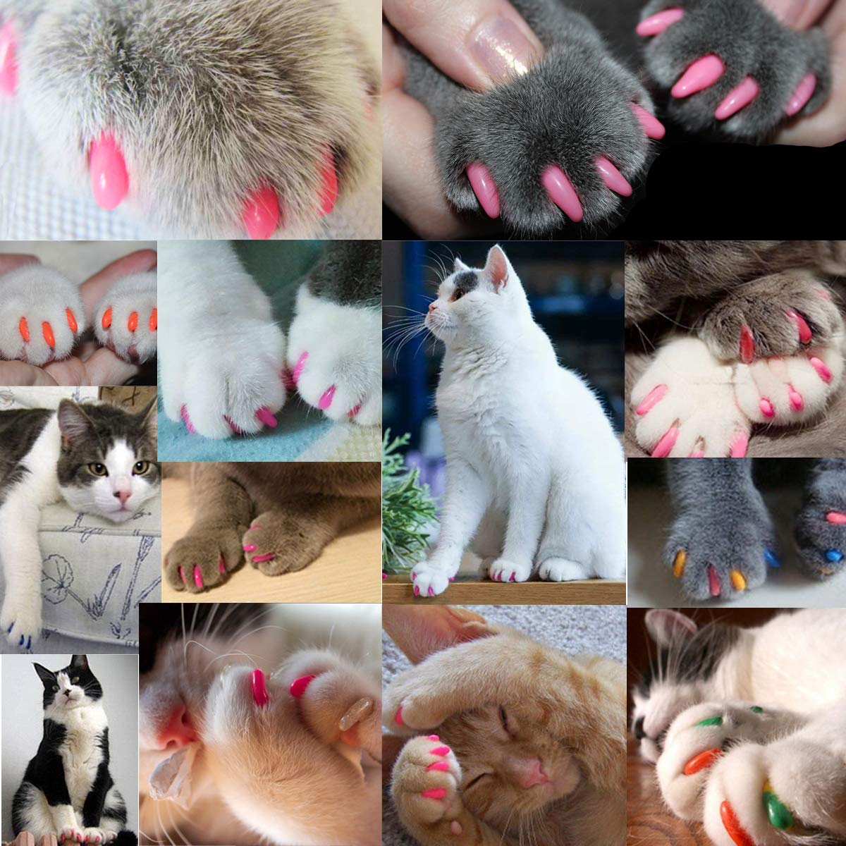 VICTHY 140pcs (14 Colors) Cat Nail Caps, Cat Claw Covers Cat Nail Covers with Adhesives and Applicators (Medium)
