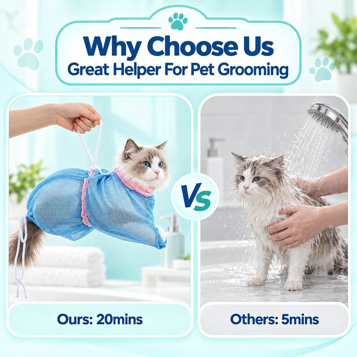 Cat Wash Bag, Adjustable Breathable Mesh Pet Restraint Bag