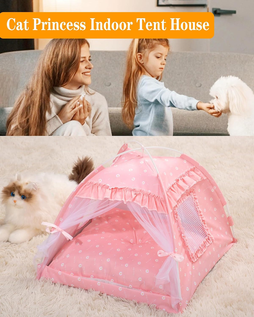 Cat Princess Bed Tent House,Kitty Cute Beds Indoor, Dog House