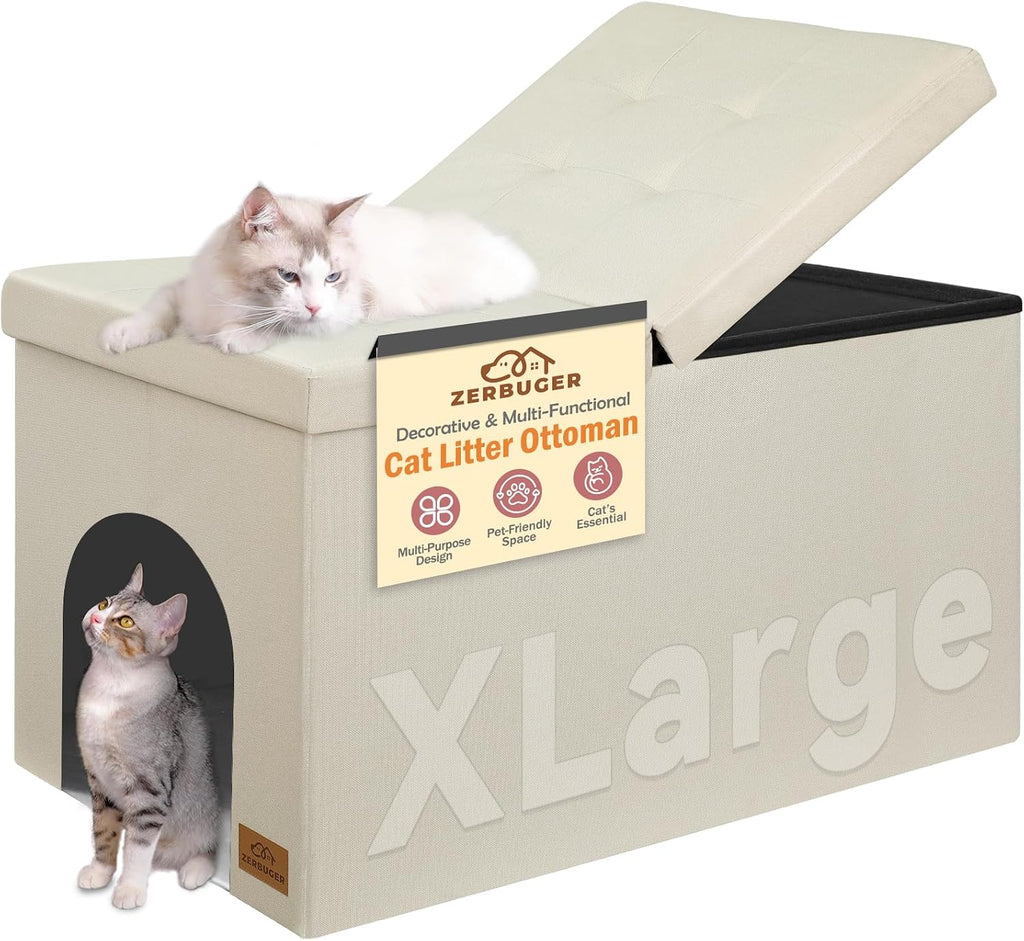 Zerbuger Cat Litter Box Enclosure Furniture for Odor Control,Hidden Cabinet