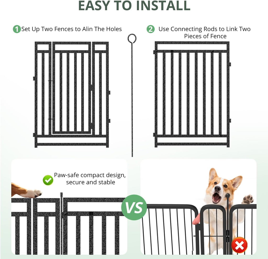 Thickened Outdoor Dog Fence, 40" H, 8 Panels for Yard & Camping