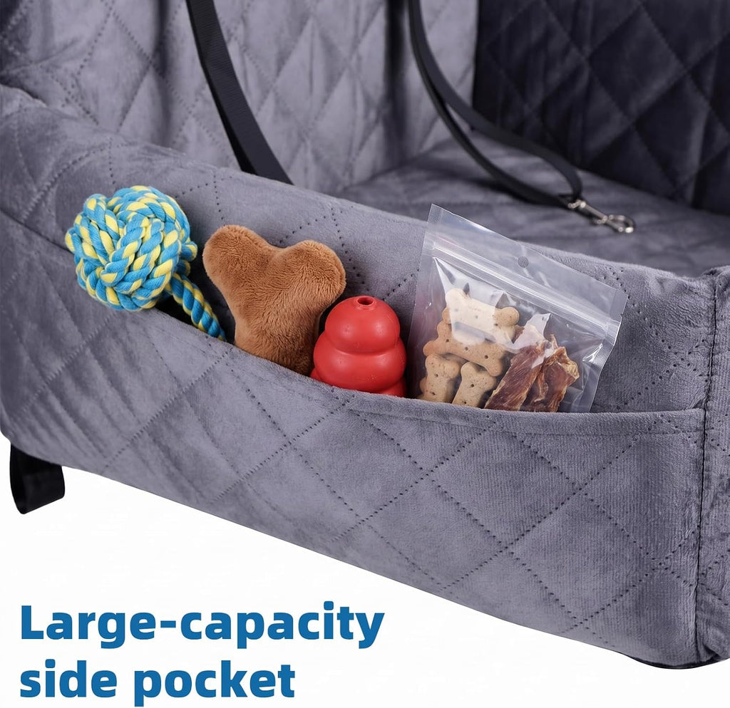 Dog Car Booster Seat with Safety Tether and Memory Foam for Pets