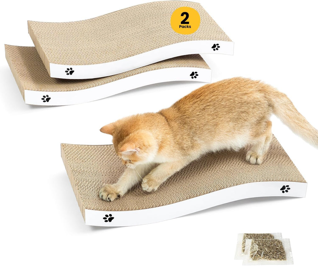 Cat Scratcher, Durable Scratch Pad, Corrugated Cardboard Scratching Board for Indoor Cats, Heavy Duty, Double-Sided Usab