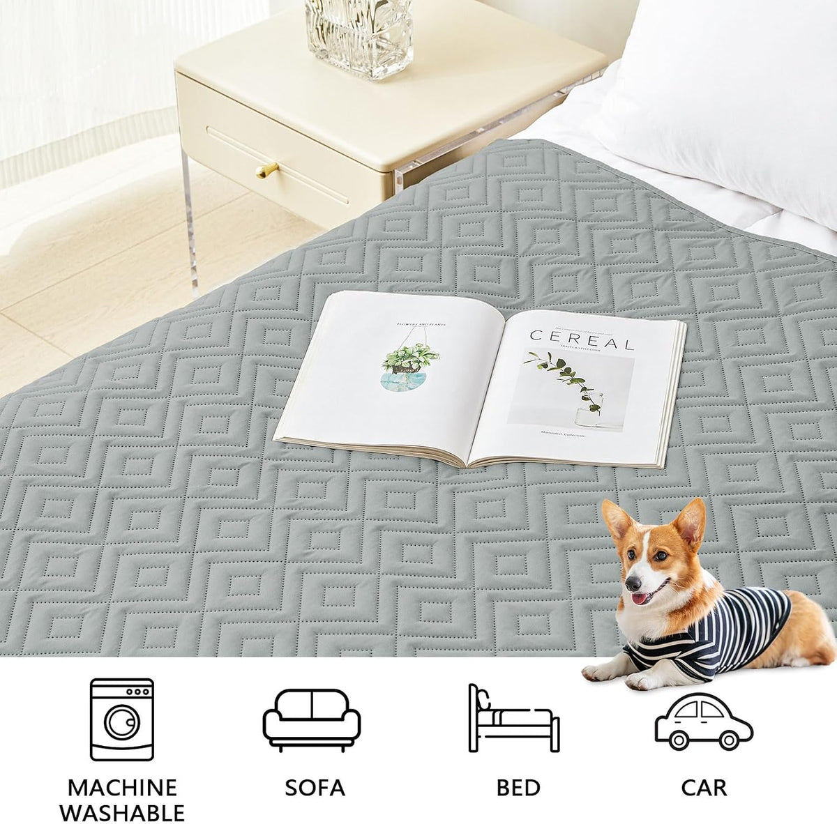 Waterproof Reversible Dog Blanket, Pet Blanket for Sofa Couch