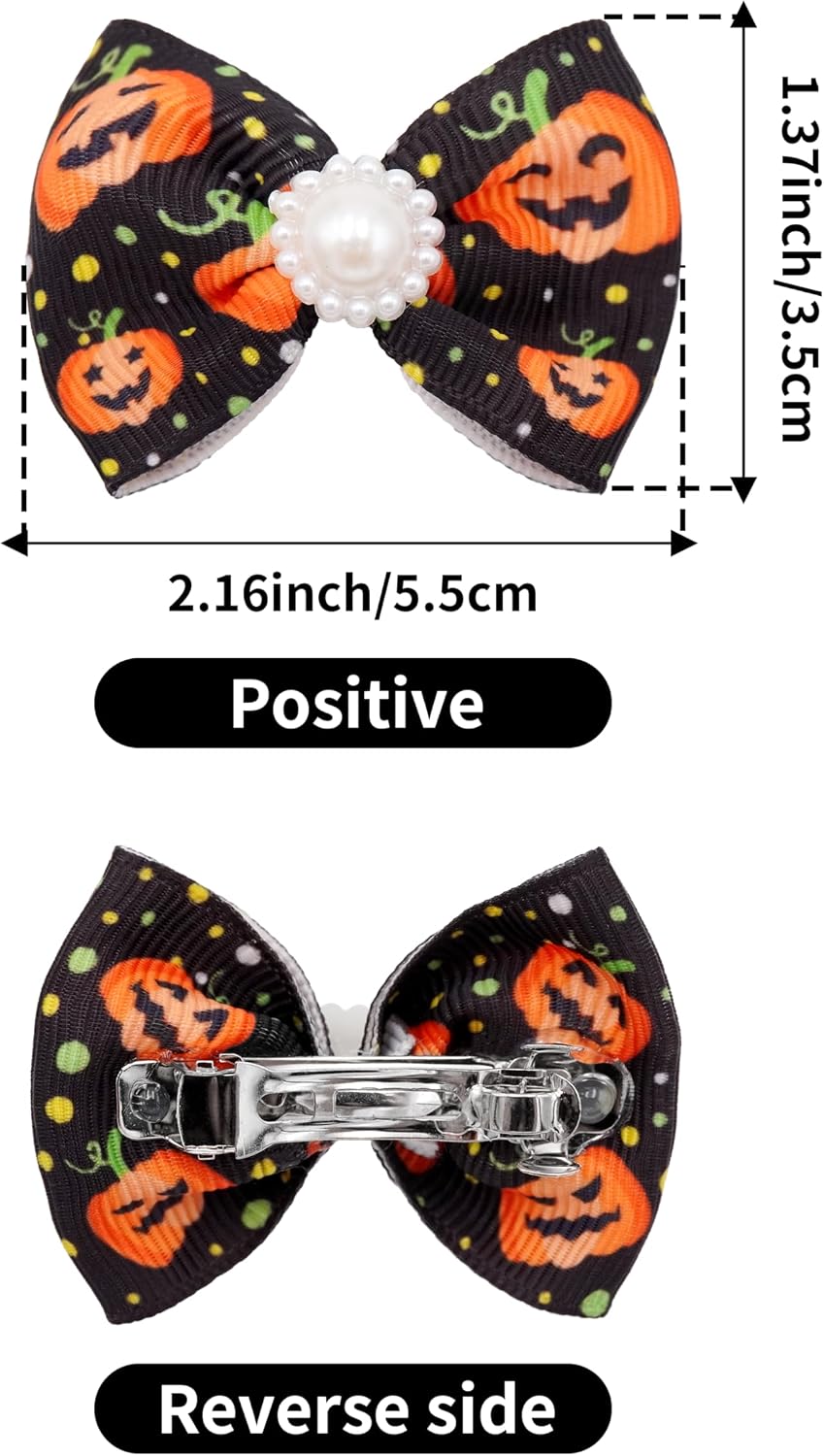 PET SHOW 10 Pack 2" Halloween Small Dog Hair Bows with French Clips