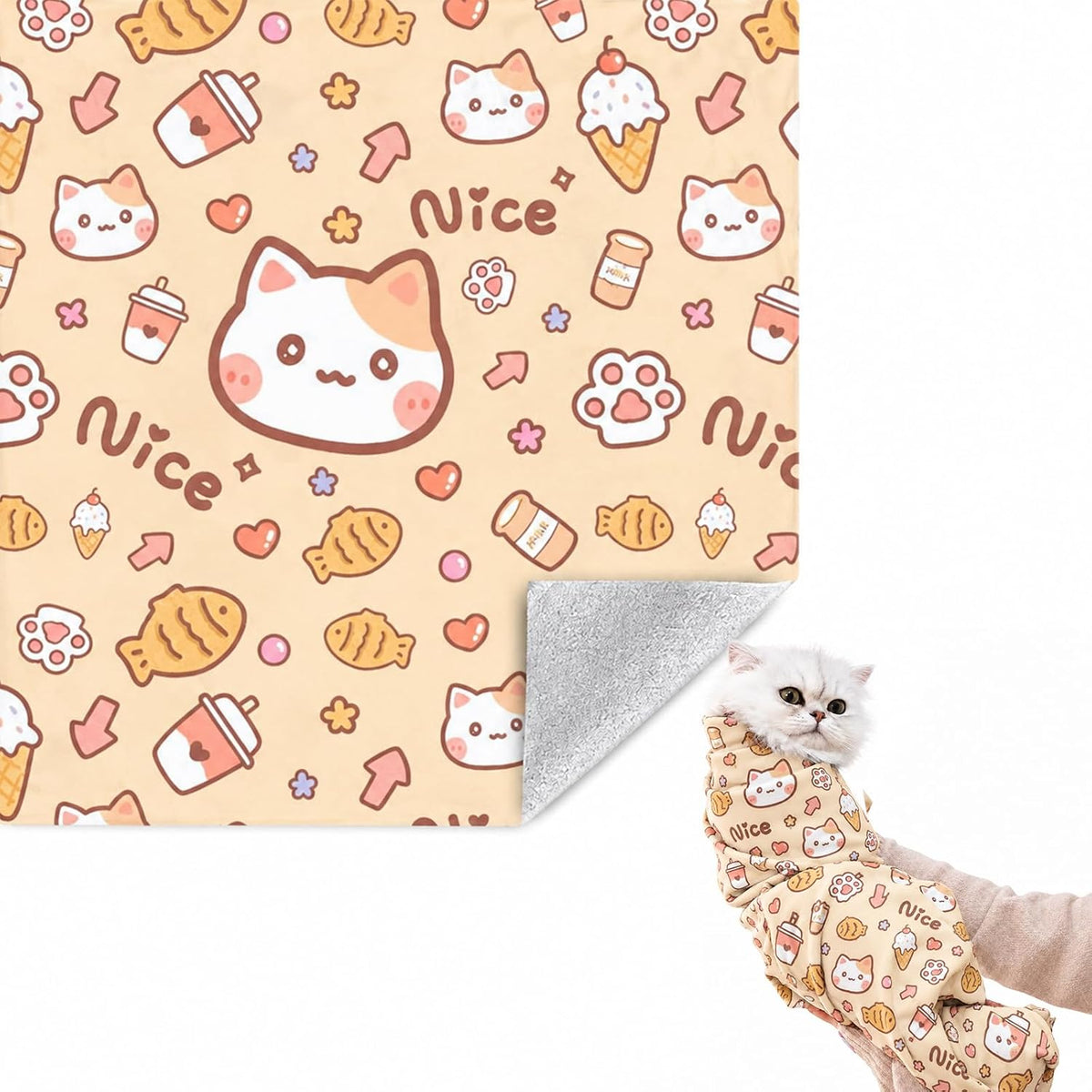 27.6" Cat Grooming Wrap Cat Wrap for Cutting Nails L(Within 15lbs)