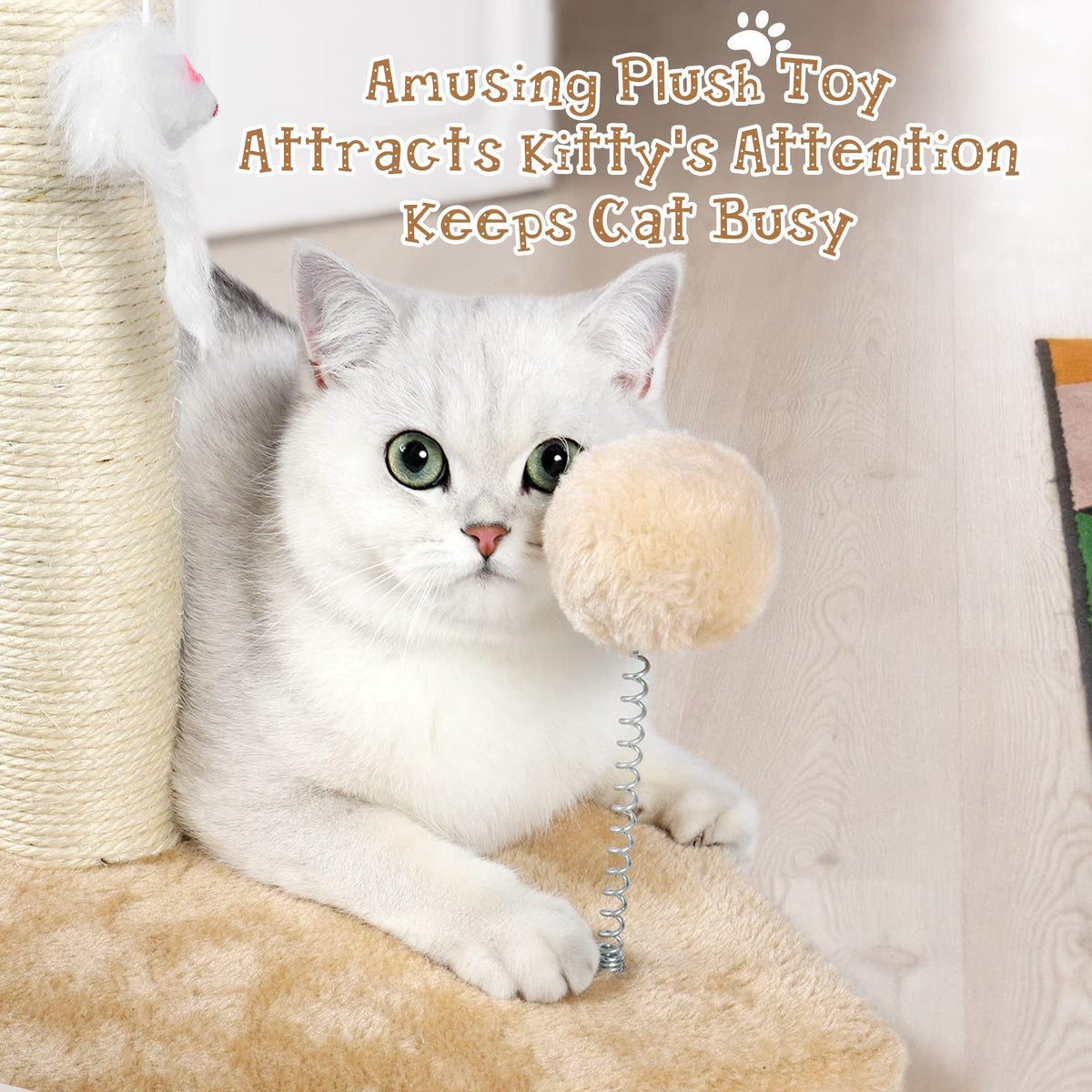 ANWA 32" Tall Sisal Cat Scratching Posts Tree for Indoor Cats Adults, Beige