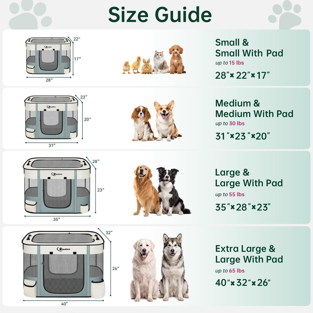 Siedihit 31" Dog Playpen,Cat Puppy Pen, Pet Portable Crate Indoor Outdoor