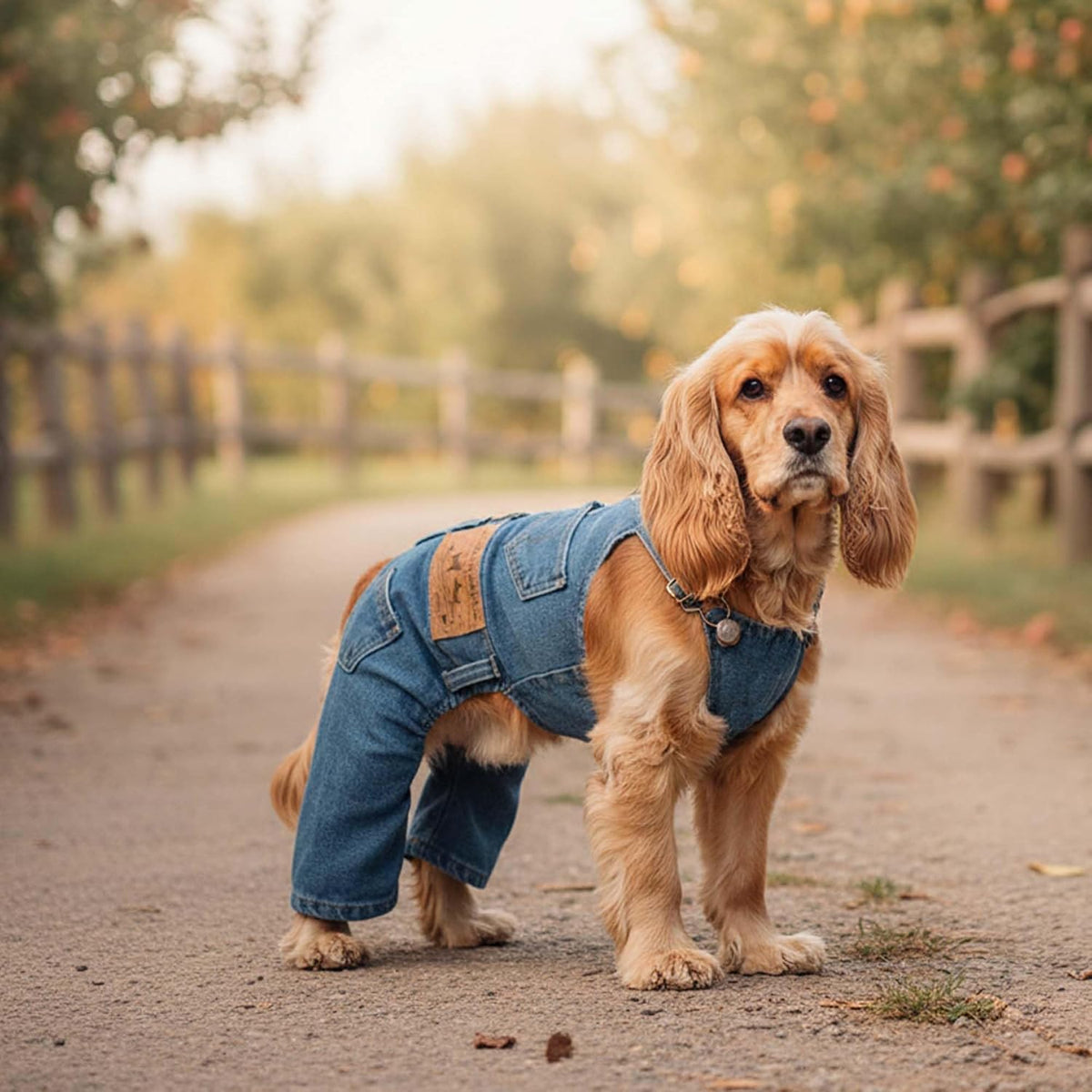 Dog Denim Overalls Pet Jeans Jumpsuit Four Legs Clothes Outfits,L