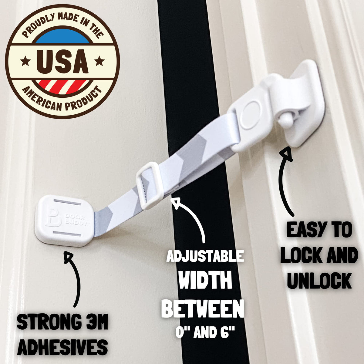 Door Buddy Pet Door Latch for Cats - Grey. Adjustable Cat Door Strap. Dog Proof Litter Box & Feeding Station Without Pet Gate. Most Customizable Cat Door Holder for Interior Door.