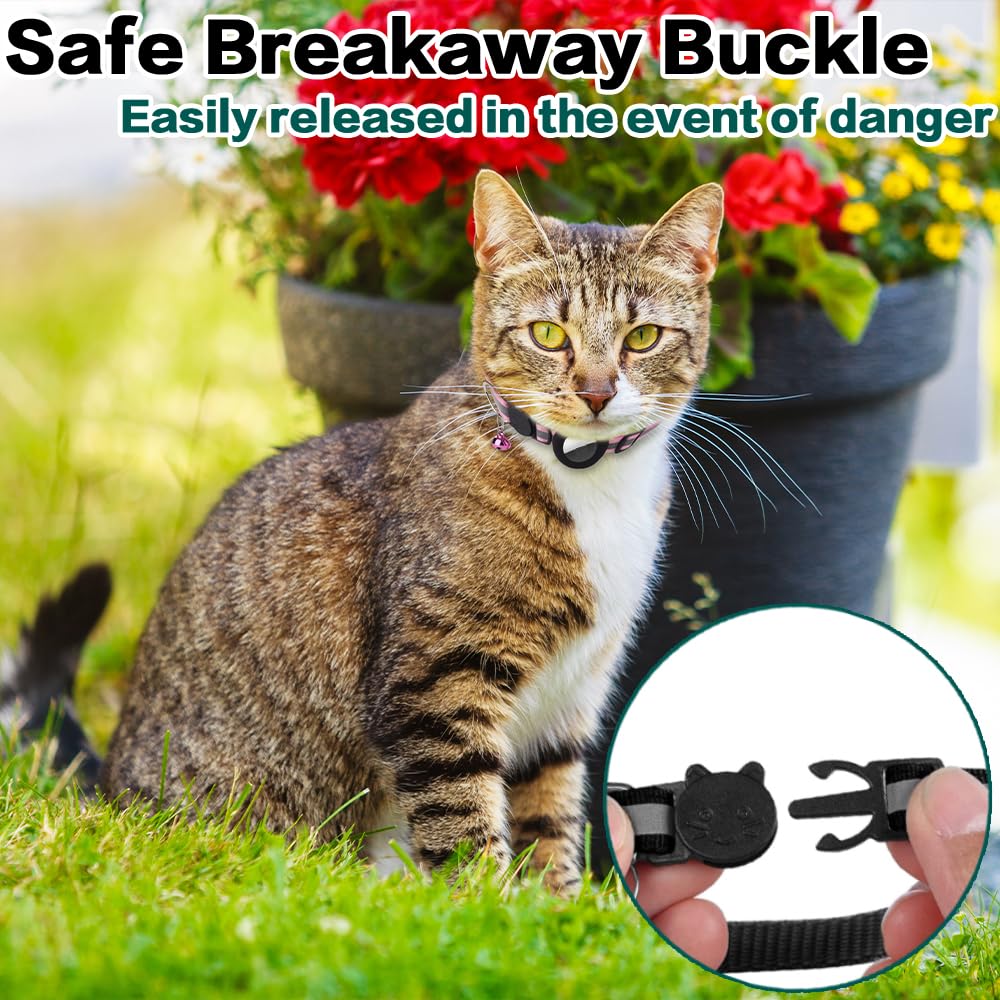Dgerp Airtag Cat Collar Breakaway, Reflective Collar with Air Tag Holder
