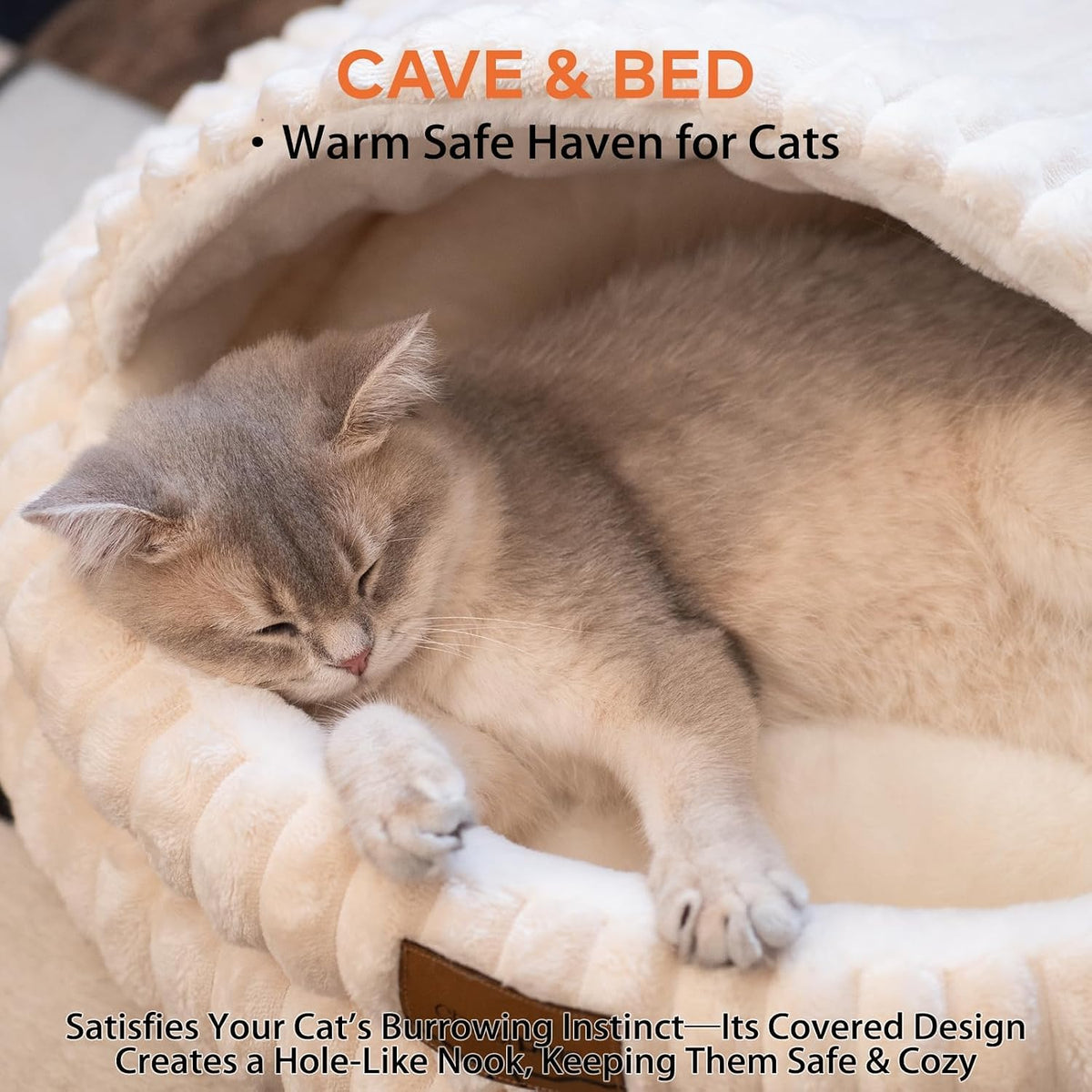 CHEERPALS Cat Cave Bed for Indoor Cats Covered Hooded Pet Bed with Cushion
