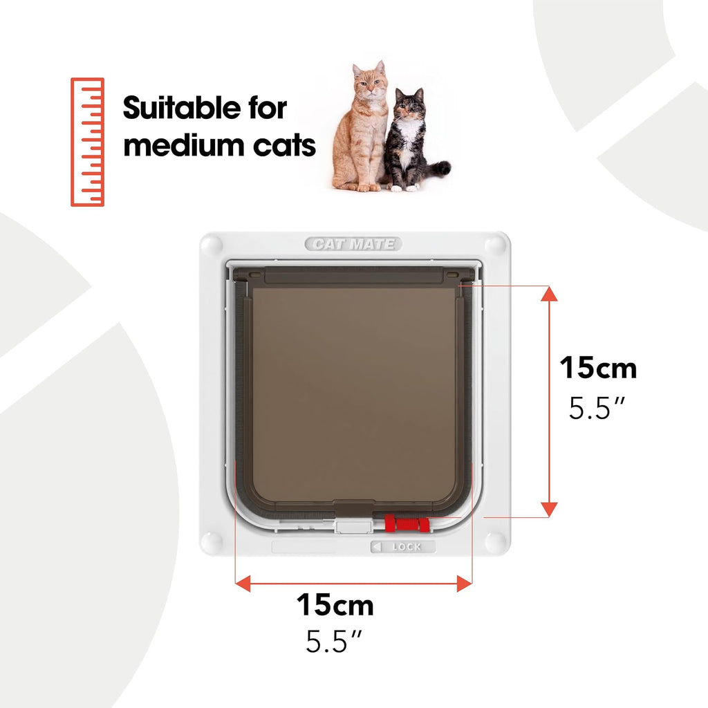 Cat Mate 2-Way Lockable Cat Flap for Small to Medium Cats, White