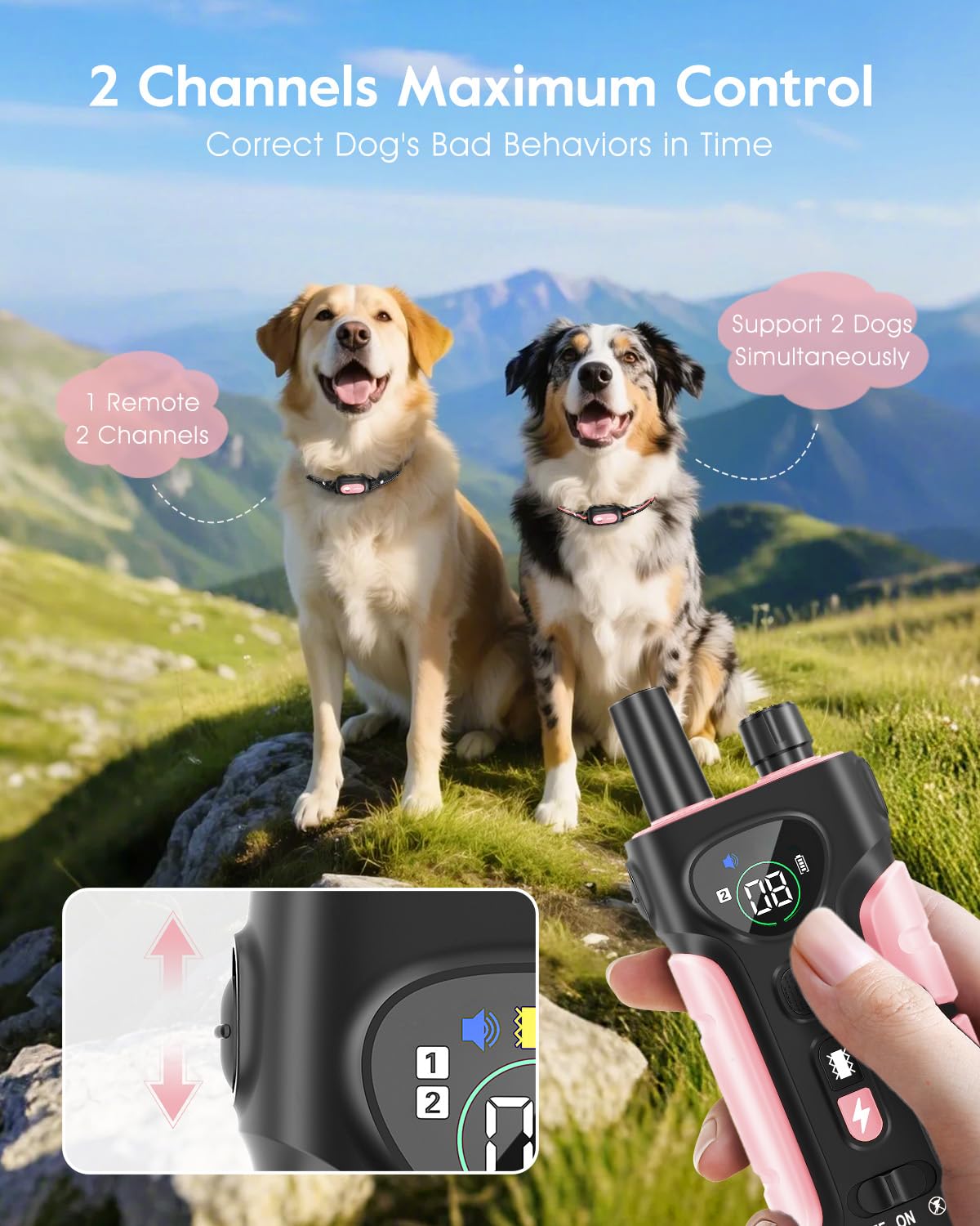 SLOPEHILL Dog Shock Collar ,4200FT Dog Training Collar with Remote,Pink
