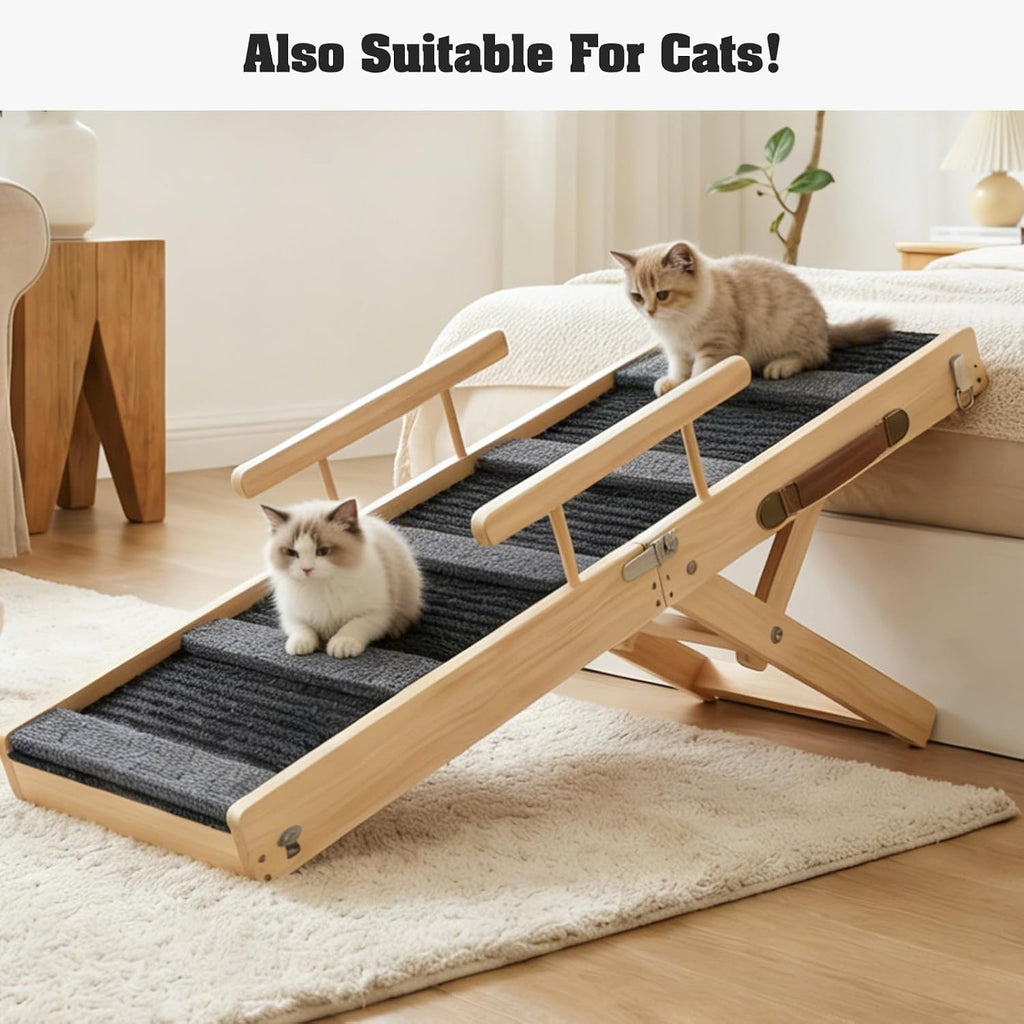 Upgraded Dog Ramp for Couch, Foldable Wooden Pet Ramp, Portable Pet Steps