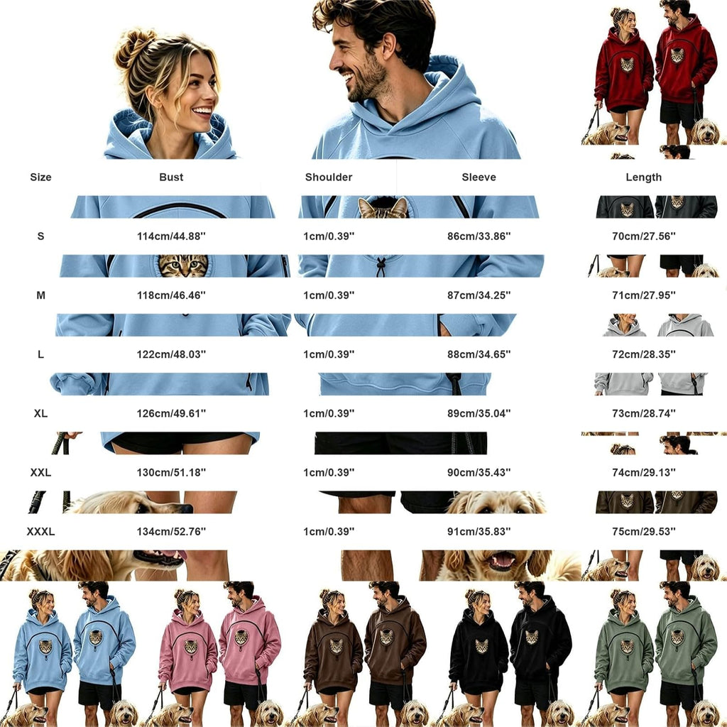 Pet Pouch Hoodie Cat Dog Carrier with Oversized Pouch Pull Pocket