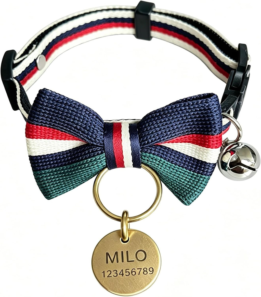 Custom Cat Collar with Name & Bell for Kitten, Breakaway Safety Buckle Pink