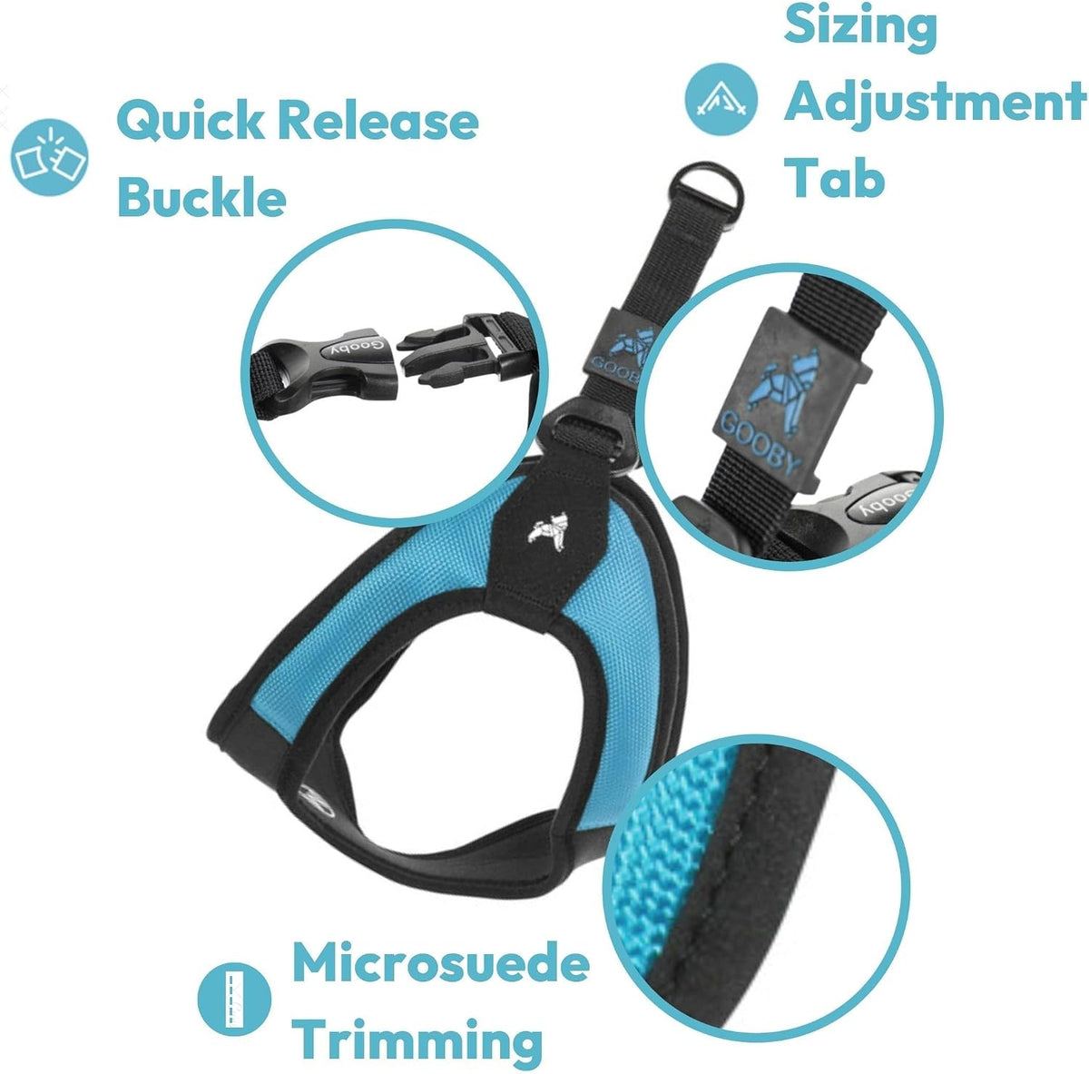 Gooby Escape Free Easy Fit Dog Harness, Step-in, Turquoise, Small