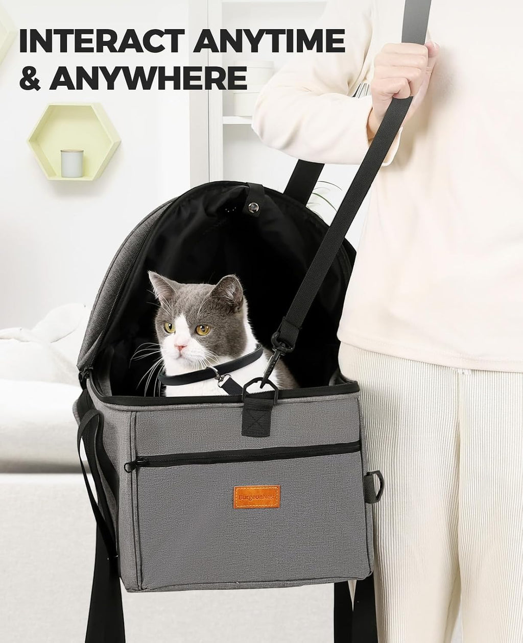 BurgeonNest Top-Expandable Cat Carrier with Semi-Open Canopy, Up to 15 lbs