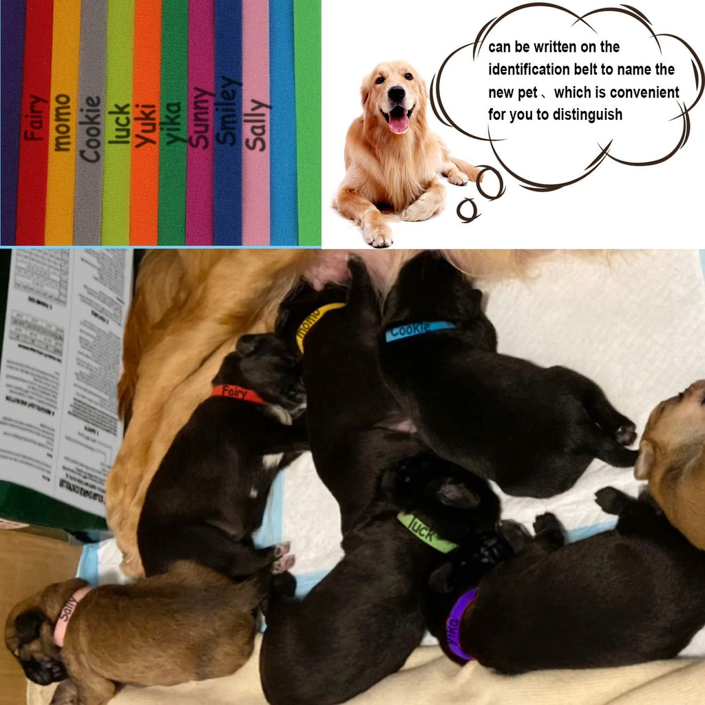 FEBSNOW 15 Pcs Puppy Kitten Whelping Collars, Soft Newborn Pet ID Bands