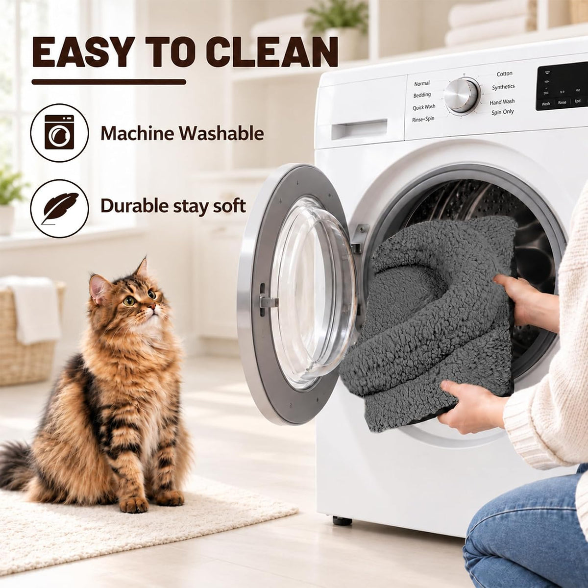 TailTastic Self Warming Cat Bed with U-Shaped Pillow for Warmth & Support