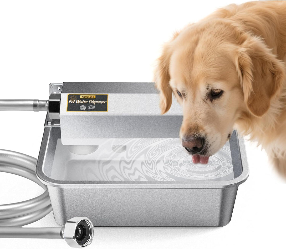 Automatic Water Dispenser for Dogs 2 Gallons, 304 Stainless Steel Dog Water Bowl Dispenser for Farm Chicken Pets Indoor&
