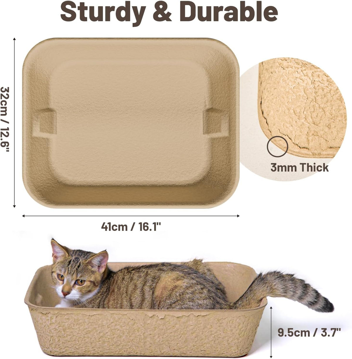 4 Pack Disposable Cat Litter Boxes, Leak-Proof Cardboard Kitty Litter Trays