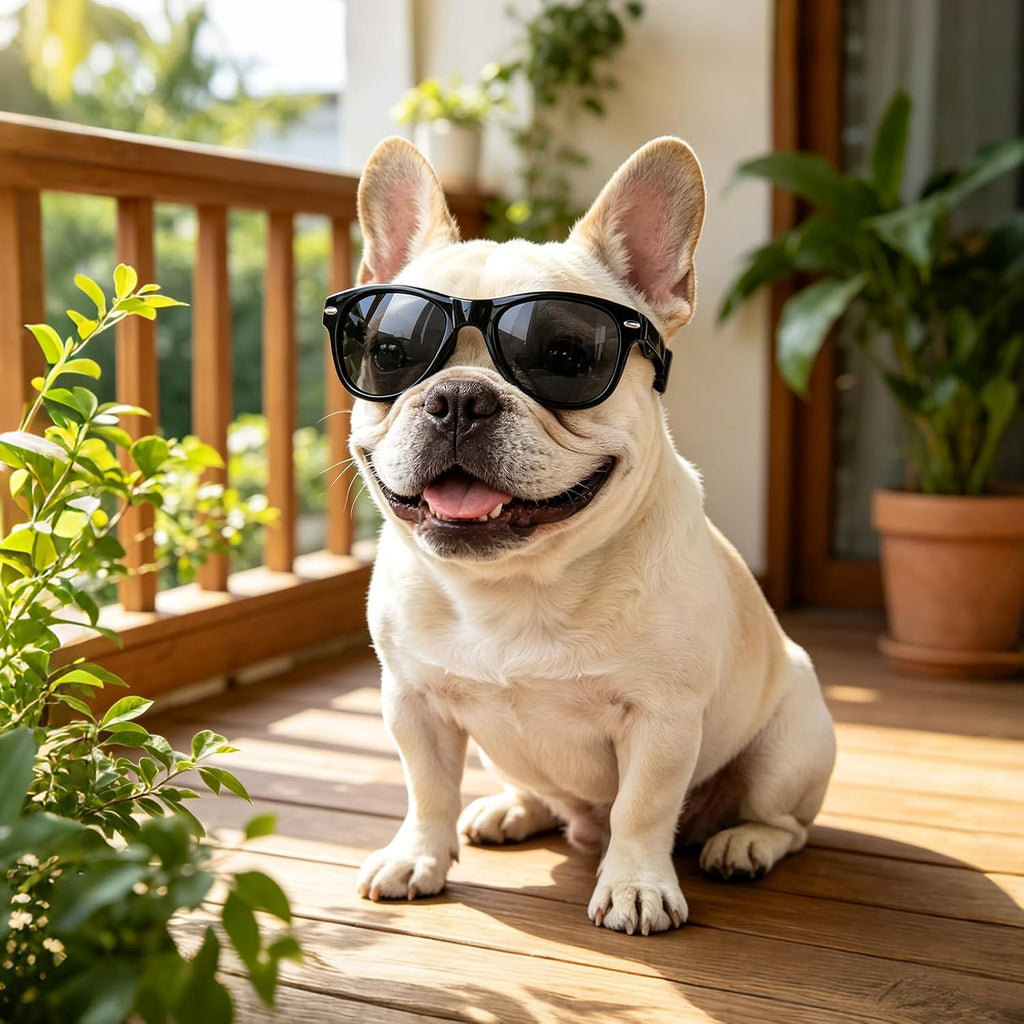 Dog Sunglasses for Medium Breeds, Outdoor UV Protection Pet Glasses with Adjustable Temples & Straps, Medium Dog Sun Gla