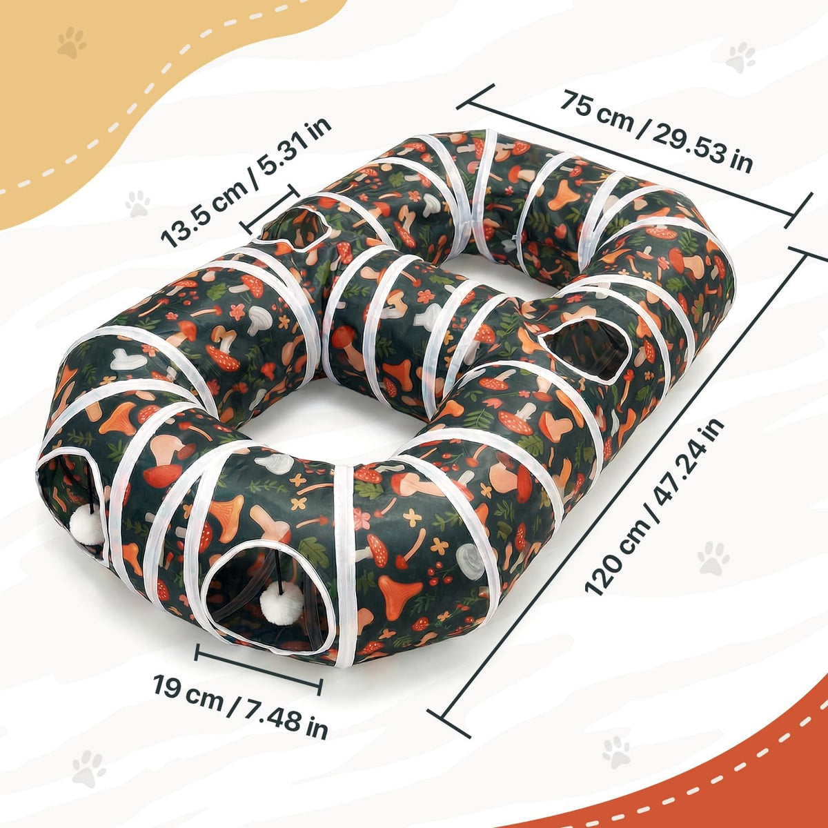 Cat Tunnel for Indoor Entertainment, Tear-Resistant Cat Play Tube with Play Ball, Collapsible Pet Tube with Interactive 