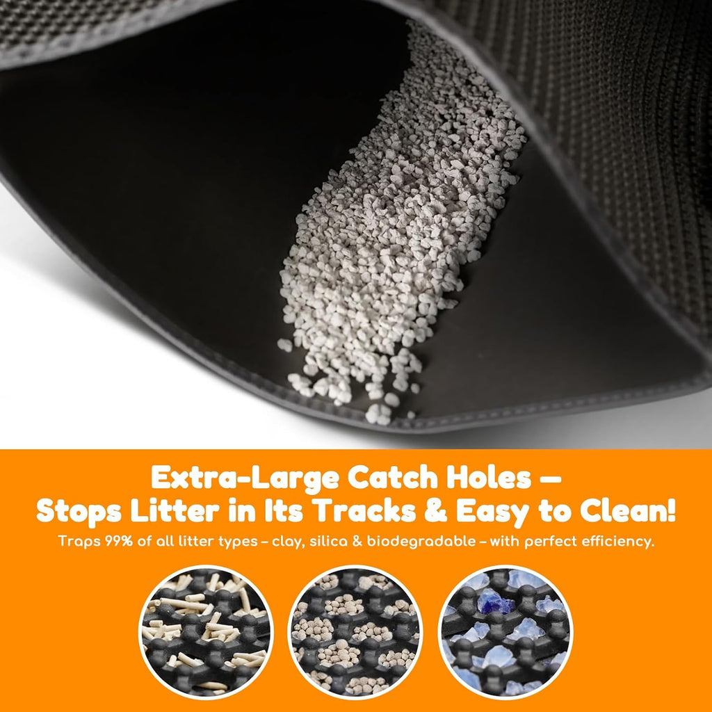Cat Litter Mat 24"x16",Double Layer EVA Litterbox Mat Purple