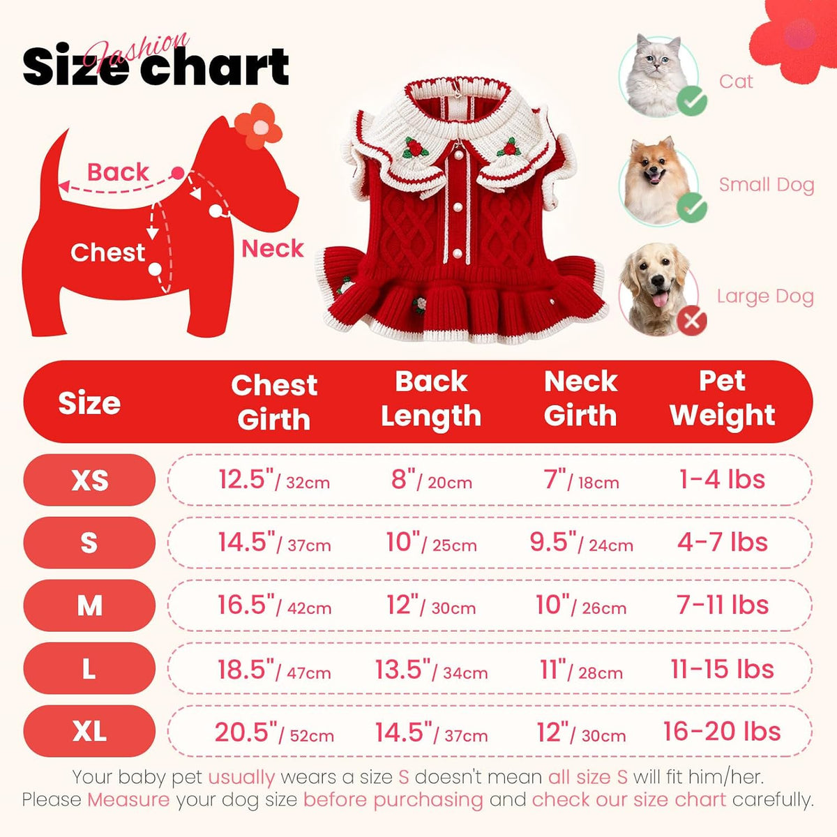 Small Dog Sweater Dress for Girl Puppy Christmas Outfits,Wine Red,S