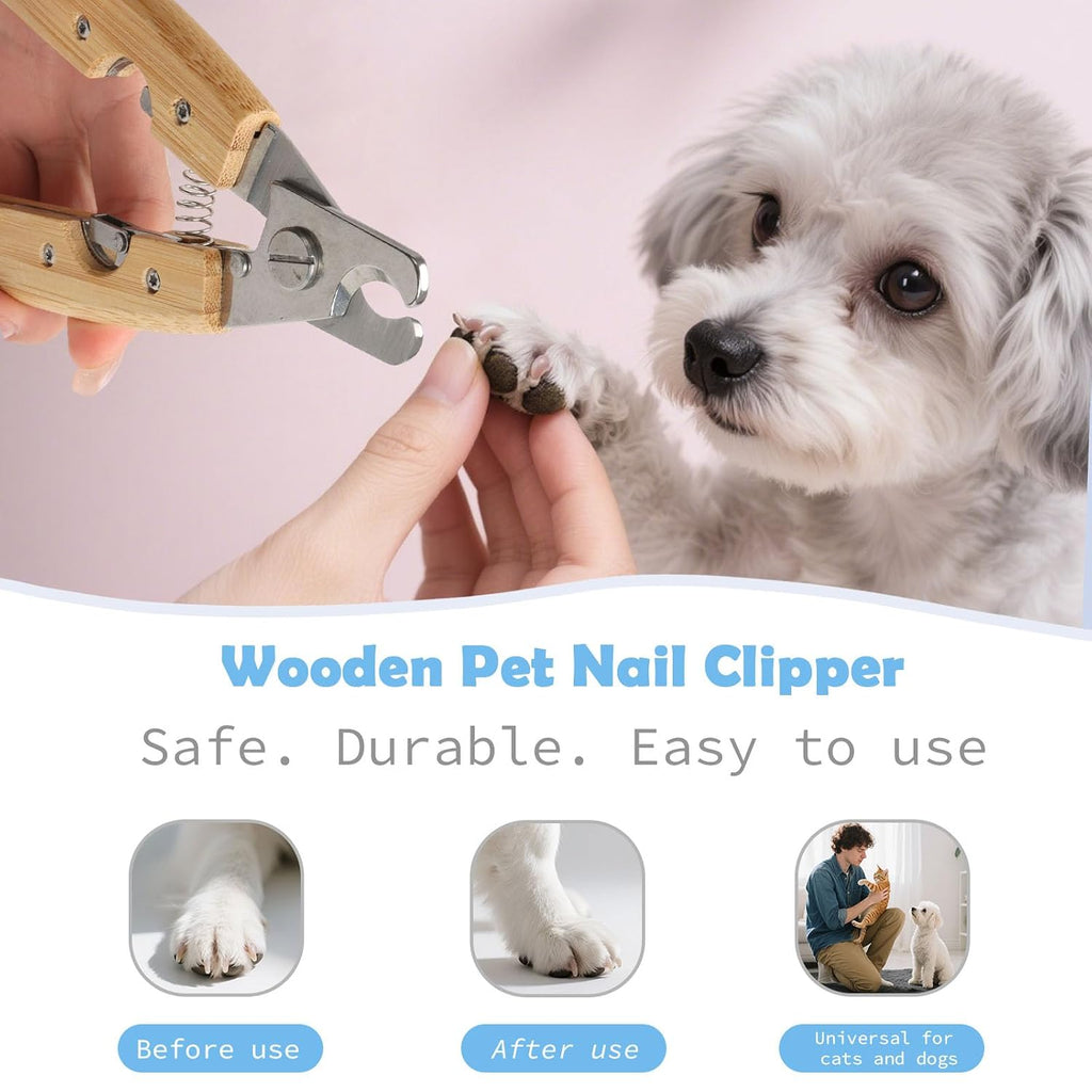 Dog Comb for Shedding Kit 2-in-1 Wooden Grooming Shedding Brush for Dogs & Cats Pet Hair Removal Tool with Ergonomic Gri