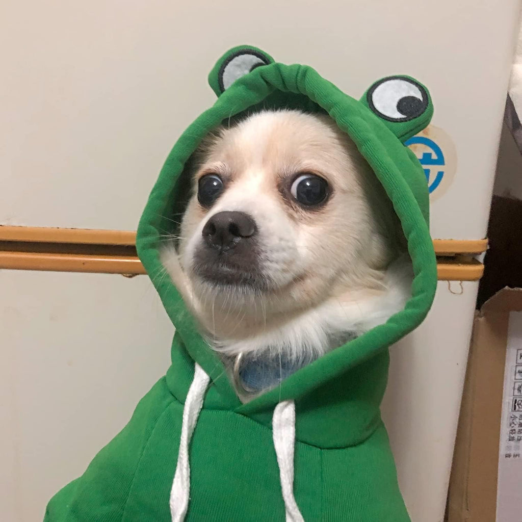 Dog Hoodie Basic Sweater Coat Cute - Frog Shape Warm Jacket Pet Cold Weather Clothes Outfit Outerwear for Cats Puppy Sma