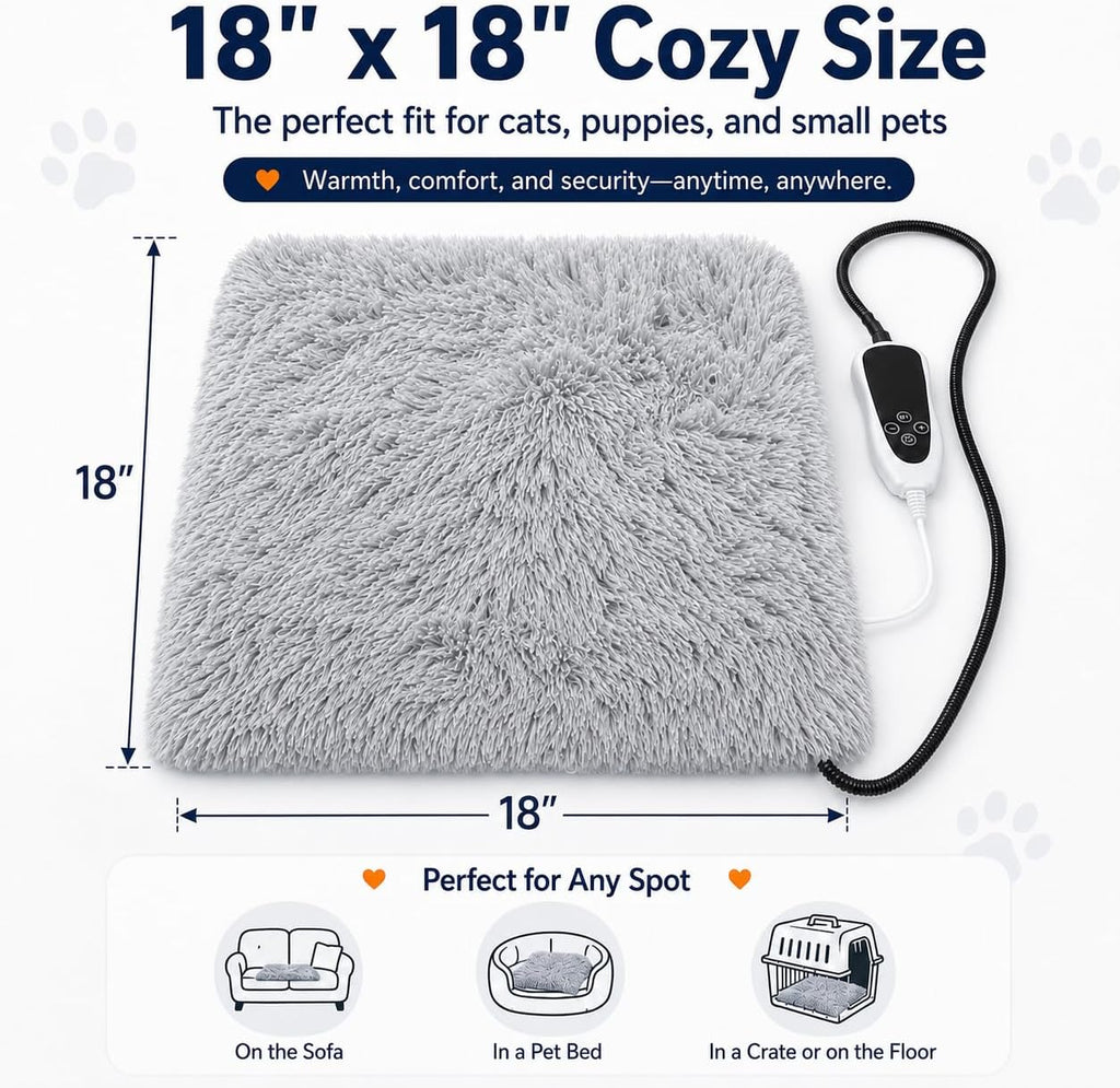 Pet Heating Pad for Cats with Normally Open Function,Heated Cat Bed