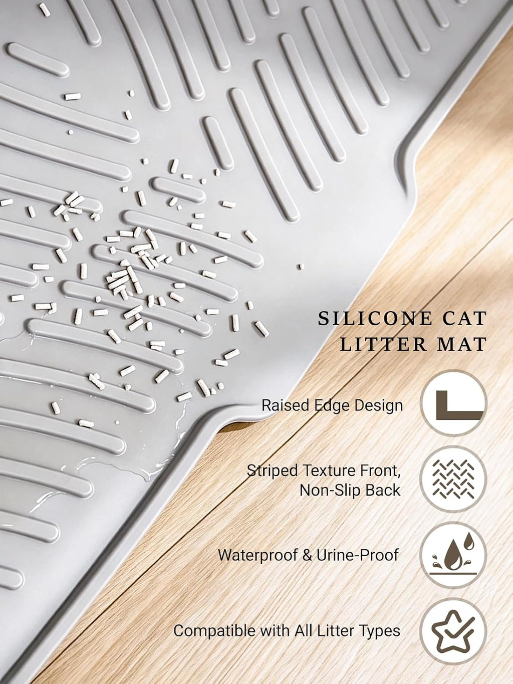 Cat Litter Mat 48"x 36", Urine-Proof Extra Large Litter Box Mat