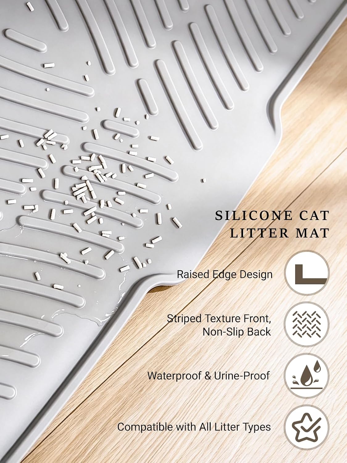 Cat Litter Mat 48"x 36", Urine-Proof Extra Large Litter Box Mat