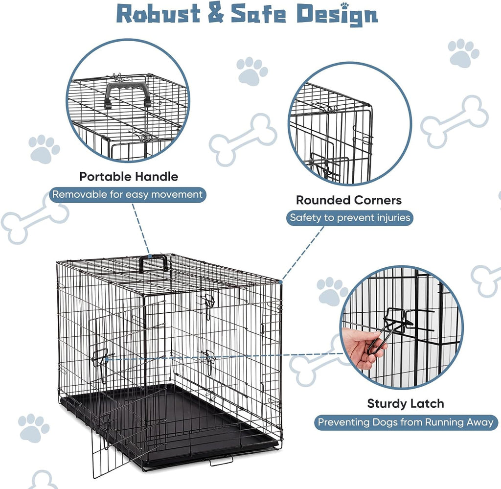 DUMOS 36 Inch Dog Crate, Puppy Small Medium Foldable Dog Cage Pet Kennel