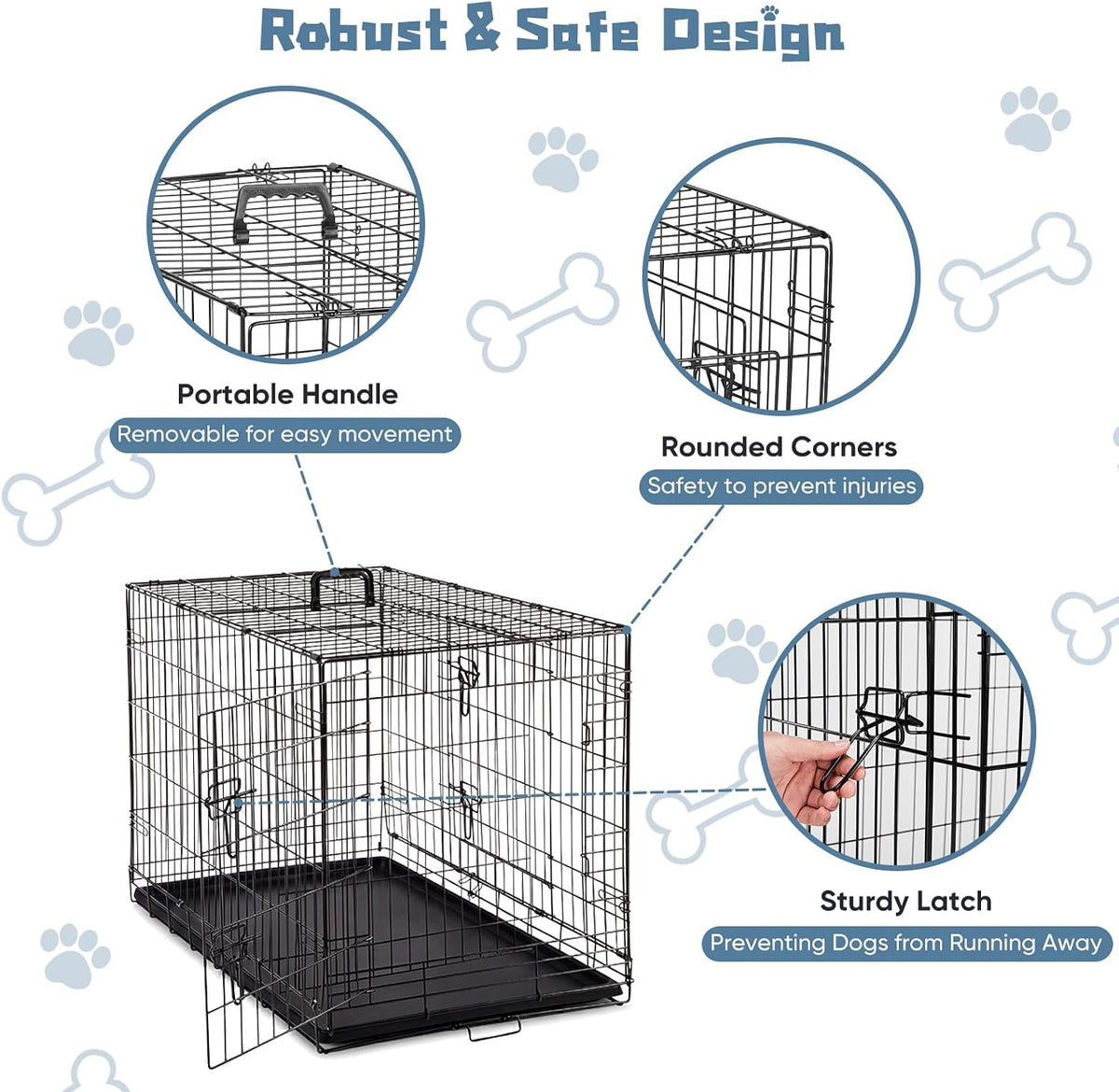DUMOS 36 Inch Dog Crate, Puppy Small Medium Foldable Dog Cage Pet Kennel