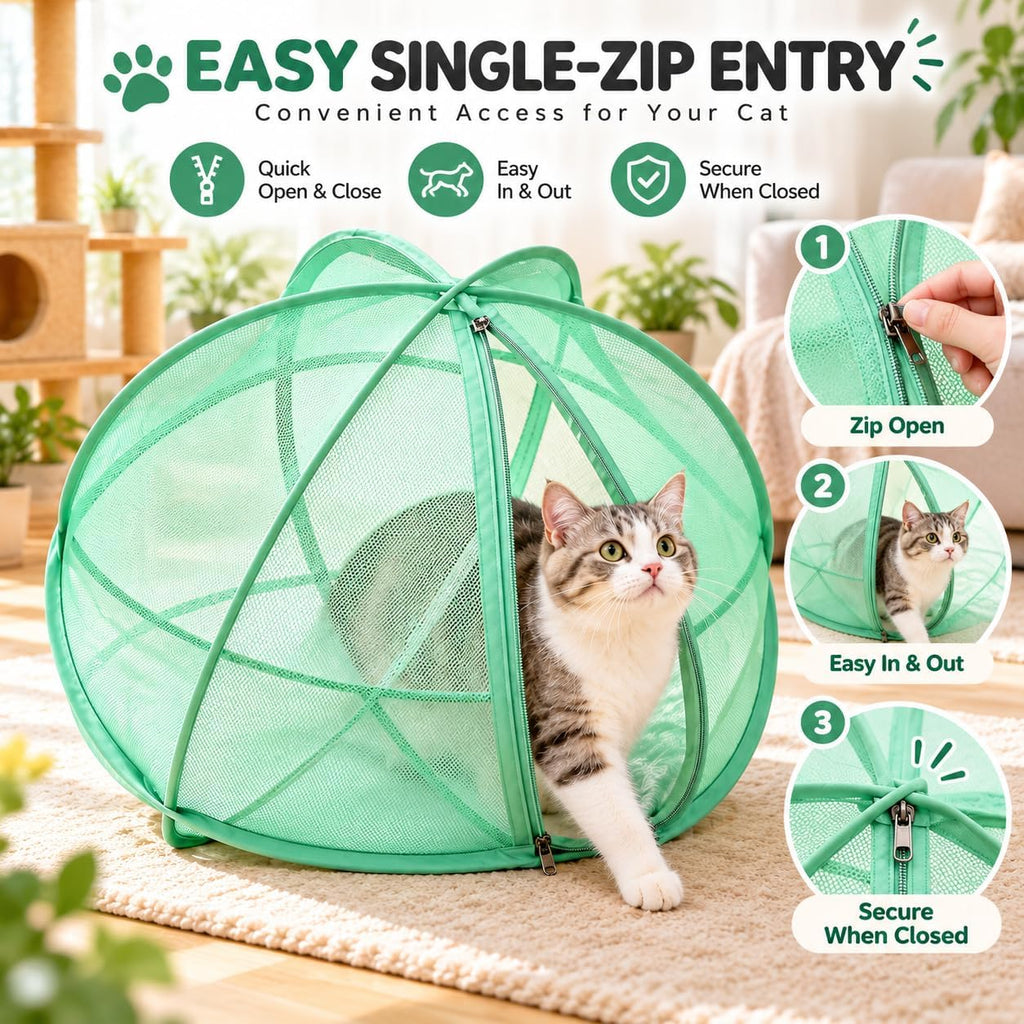 27.6 In Rolling Cat Playpen, Panoramic Cat Hamster Mesh Ball for Outside