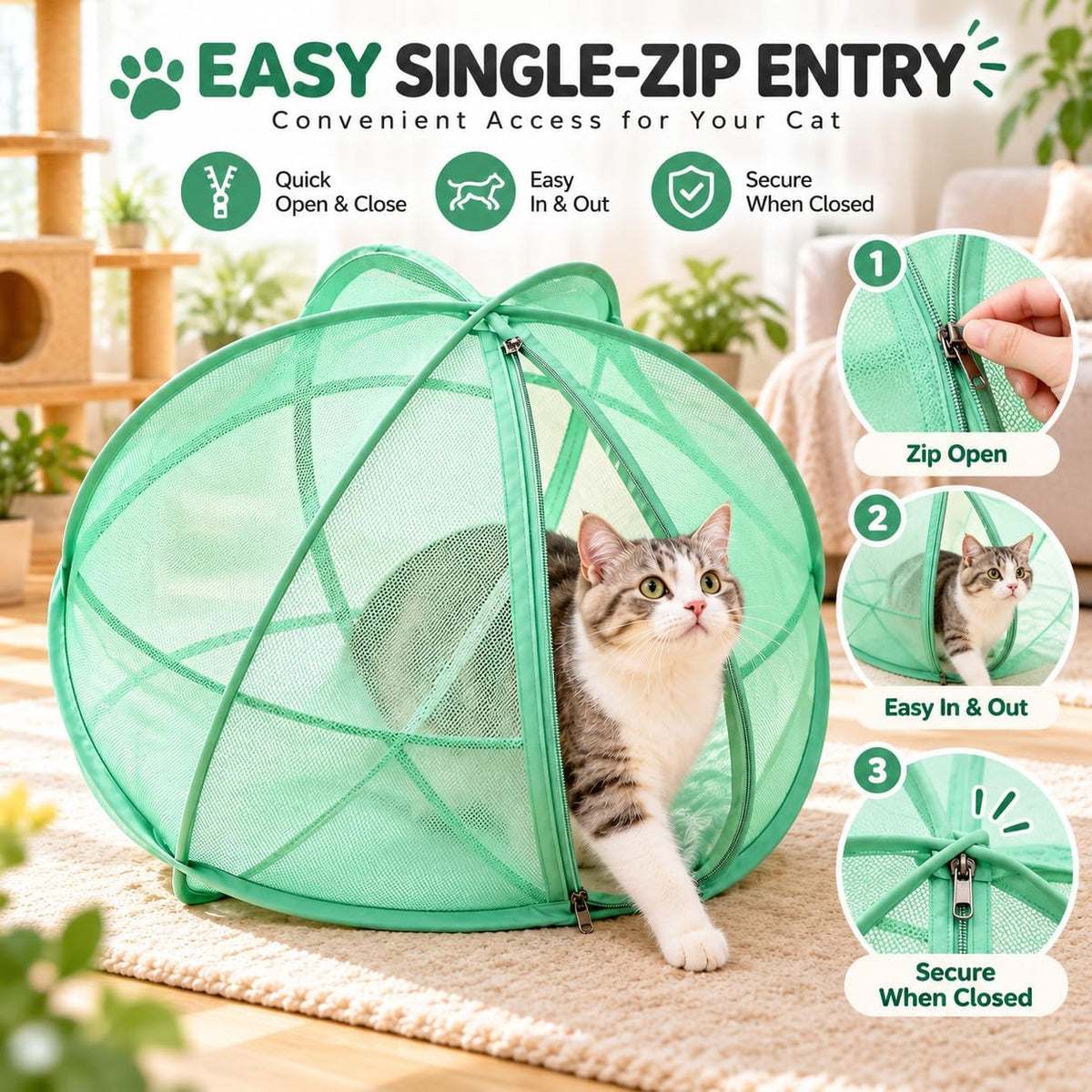 27.6 In Rolling Cat Playpen, Panoramic Cat Hamster Mesh Ball for Outside