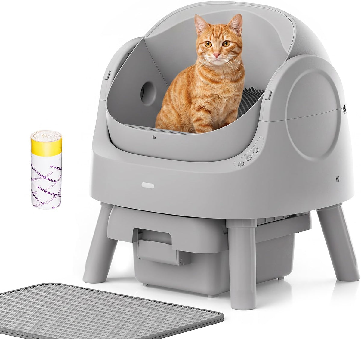 Mimfam Automatic Self Cleaning Litter Box, with 4 Pairs Infrared Senor, Open-Top Design for Multi-Cat Homes, Comes with 