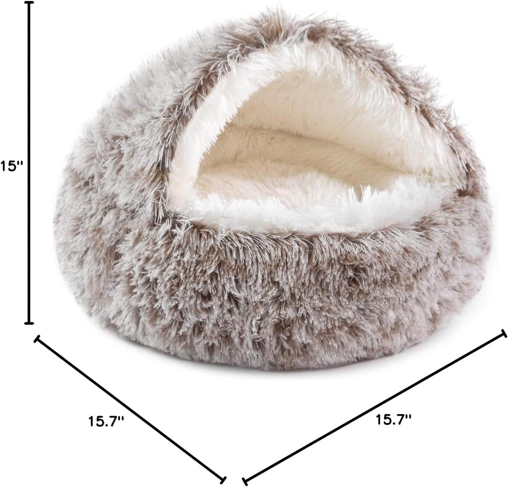 NOYAL Hooded Donut Bed, Calming Cave for Cats & Small Dogs