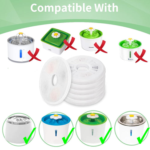 8 Pack Cat Water Fountain Replacement Filters Fit for 3L Flower Water Dispenser Automatic Pet Dog Cat Fountain Filter