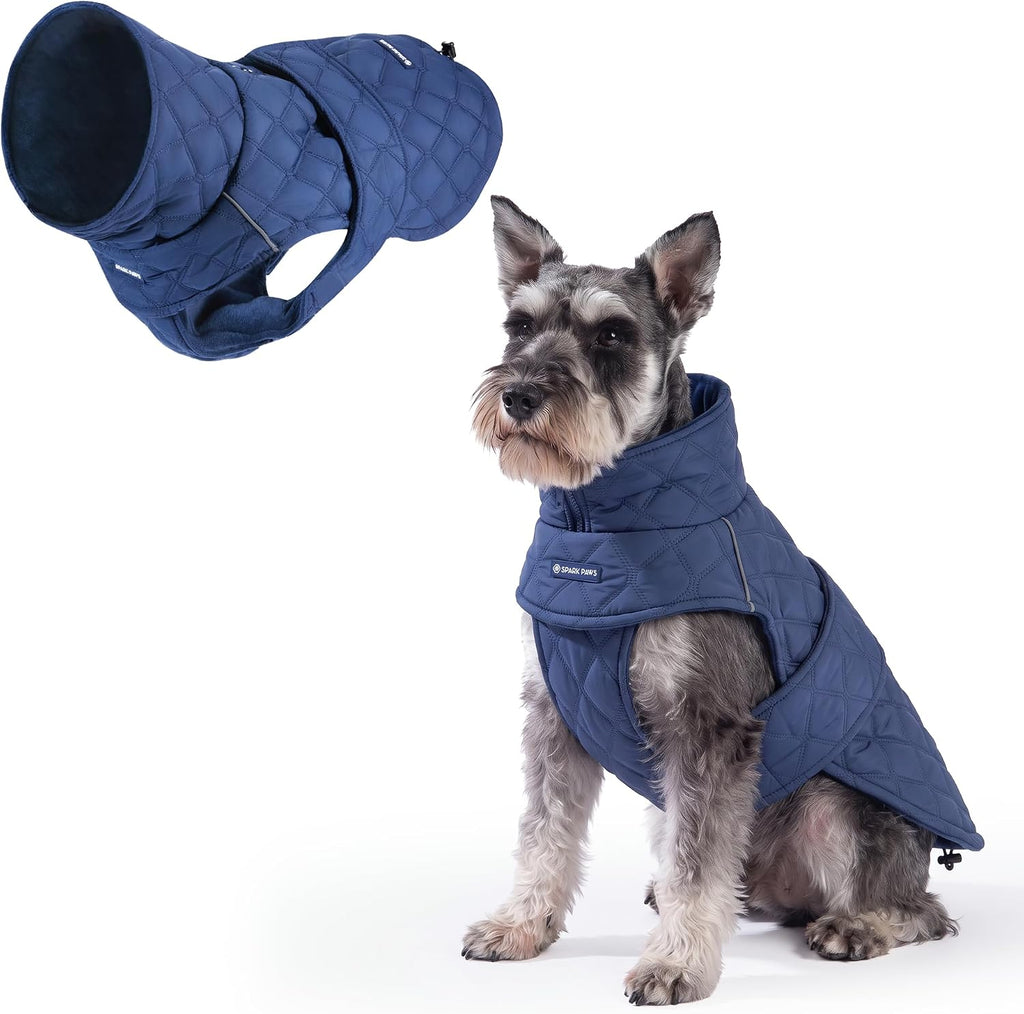 Spark Paws Quilted Dog Winter Coat - Cold Weather Jacket for S Med L Dogs