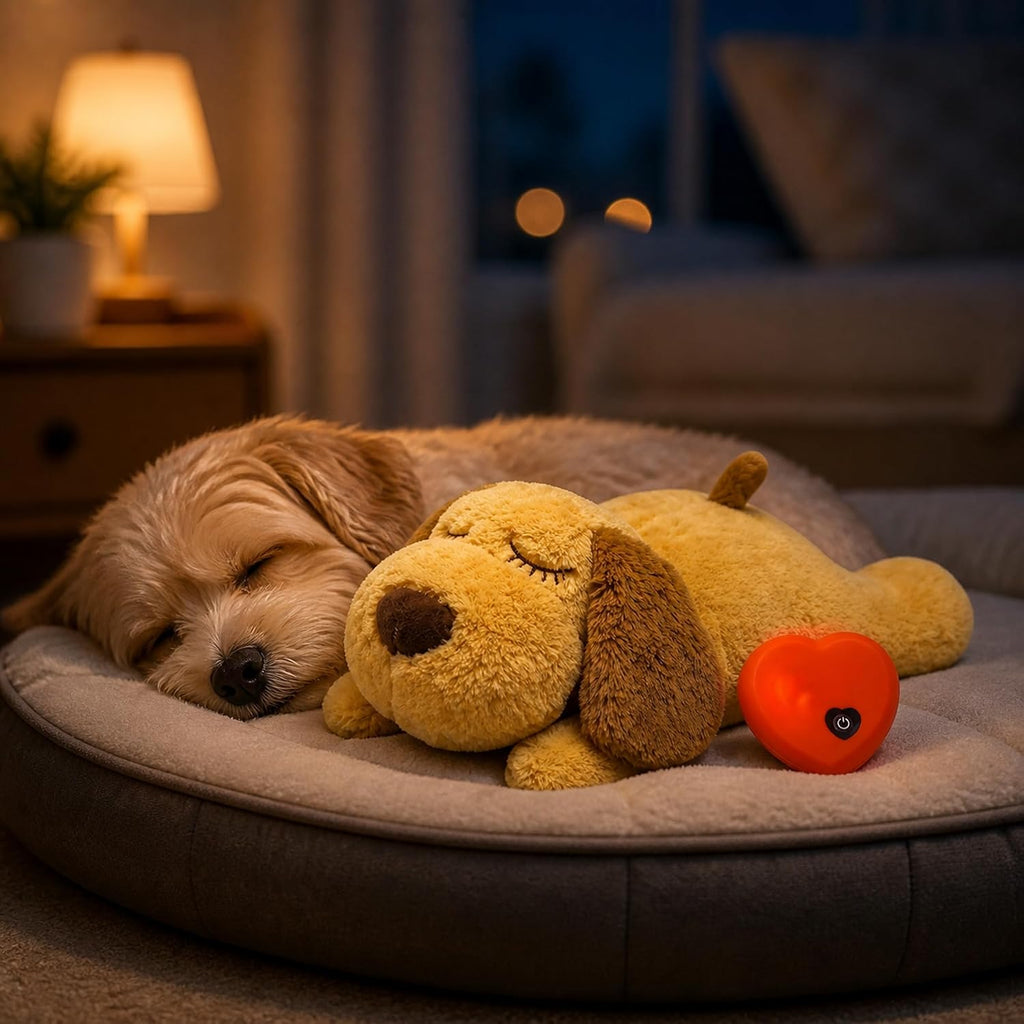 Heartbeat Puppy Toy for Anxiety Relief, Calming Plush Dog Sleep Aid