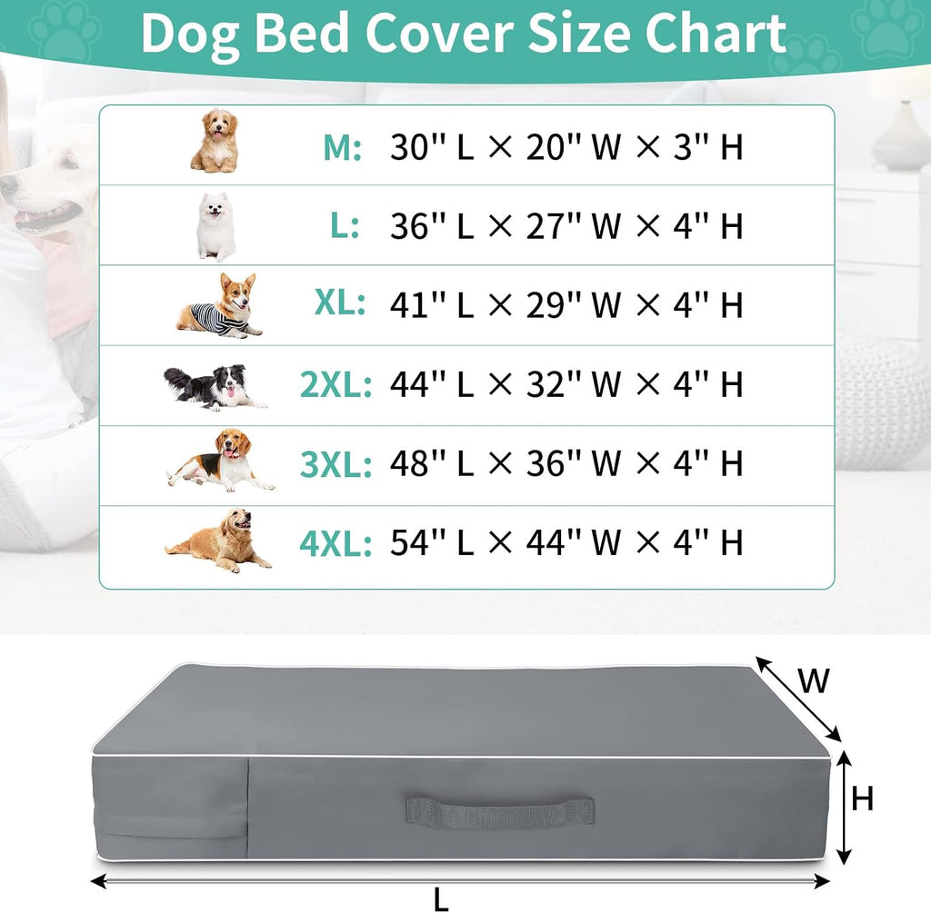COSHNIBI Dog Bed Covers Replacement Washable,Waterproof Dog Bed Cover with Zip and Carry Handle for Dog/Cat 48''Lx36''Wx