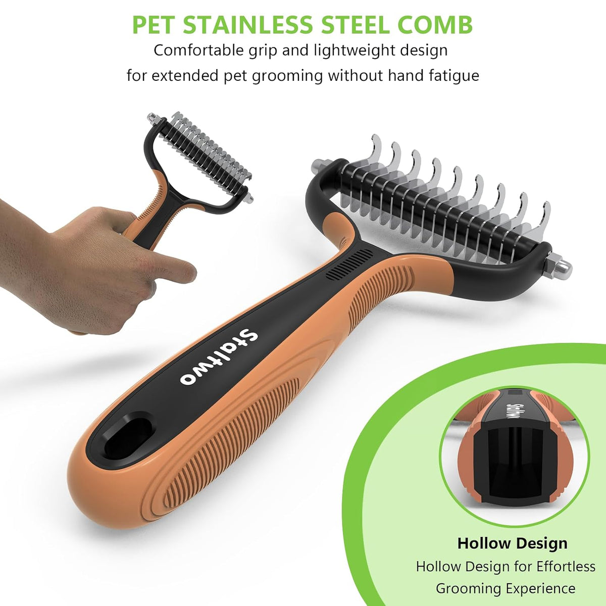 Deshedding Dog Brush for Shedding, Undercoat Rake for Dog&Cat