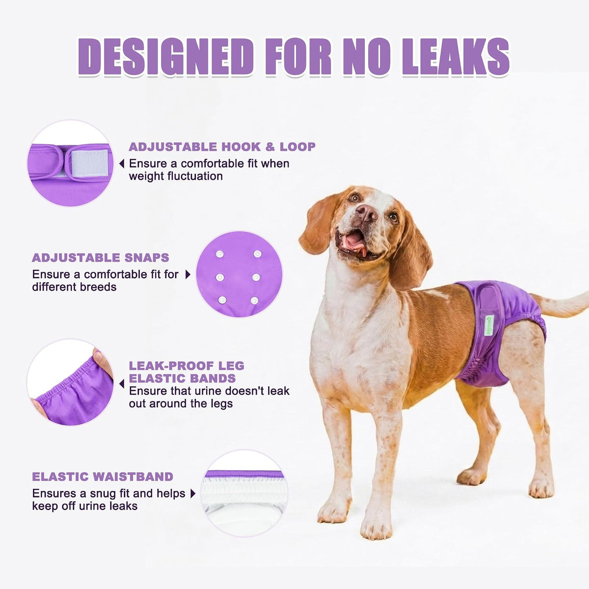 wegreeco Washable Reusable Premium Female Dog Diapers, Medium Dog Doggie Puppy & Doggy Diapers Female for Dog Waist 9.6"